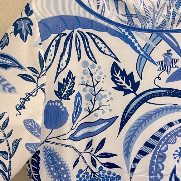 Vintage Gretchen Scott Blue and White Dress - Picture 9 of 9